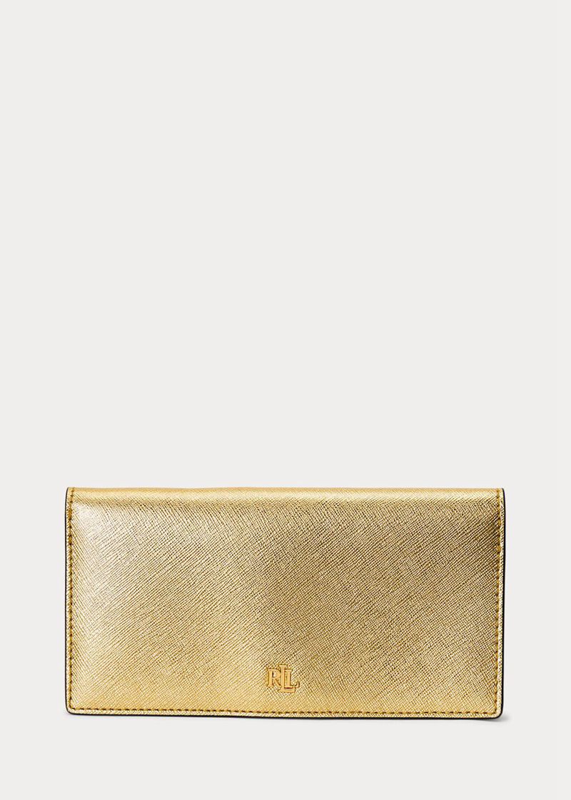Cartera Lauren Mujer Crosshatch Cuero Slim Chile Doradas GTSPO-9402